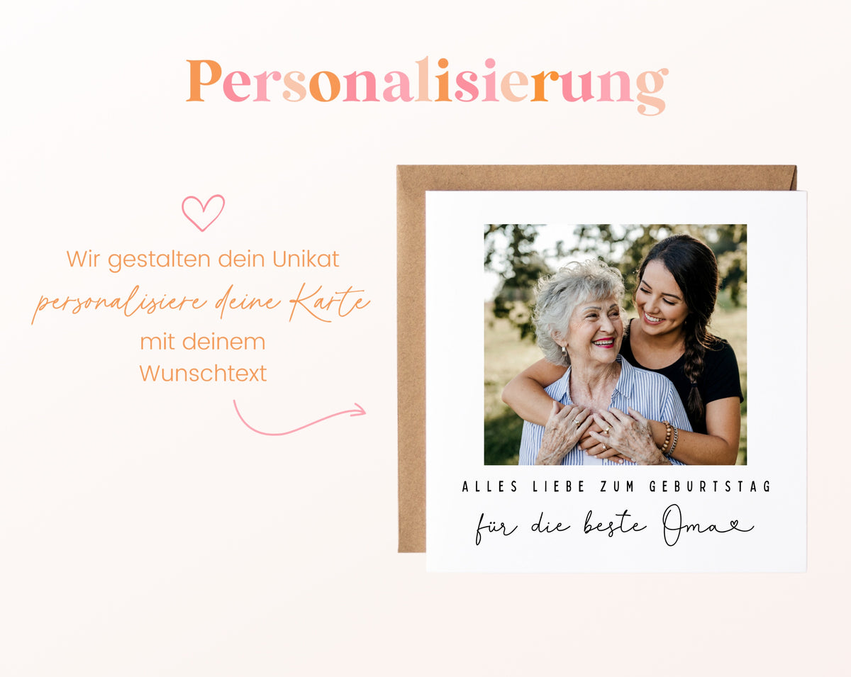 Fotokarte zum Geburtstag – Für die beste Oma – 12 perso wunschtext