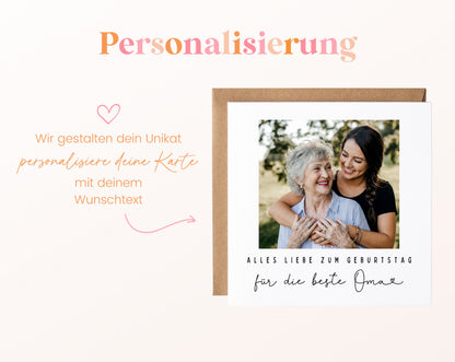 Fotokarte zum Geburtstag – Für die beste Oma – 12 perso wunschtext