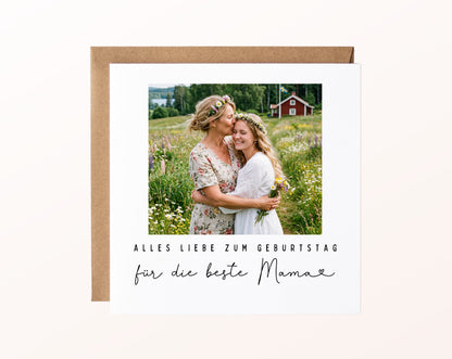 Fotokarte zum Geburtstag – Für die beste Mama – Erinnerungsmoment – 02 karte pur rose