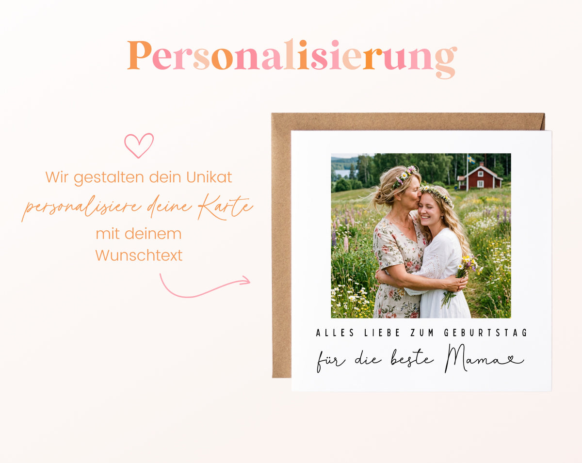 Fotokarte zum Geburtstag – Für die beste Mama – Erinnerungsmoment – 12 perso wunschtext