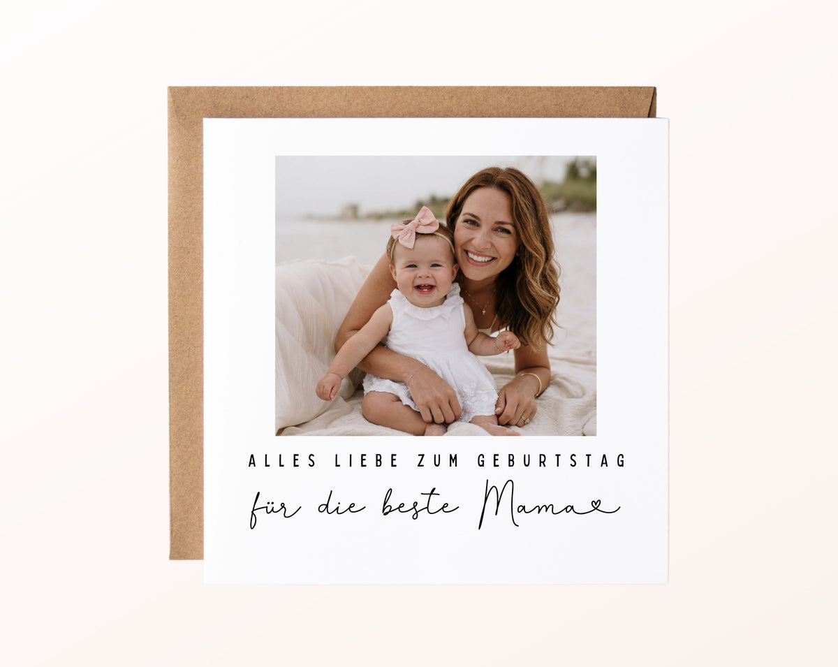 Fotokarte zum Geburtstag – Für die beste Mama – Herzensmoment – 02 karte pur rose