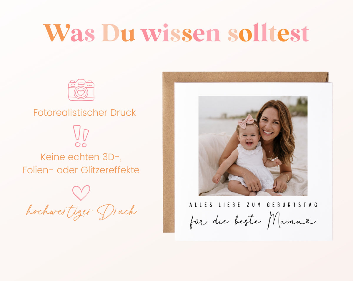Fotokarte zum Geburtstag – Für die beste Mama – Herzensmoment – 03 wissen