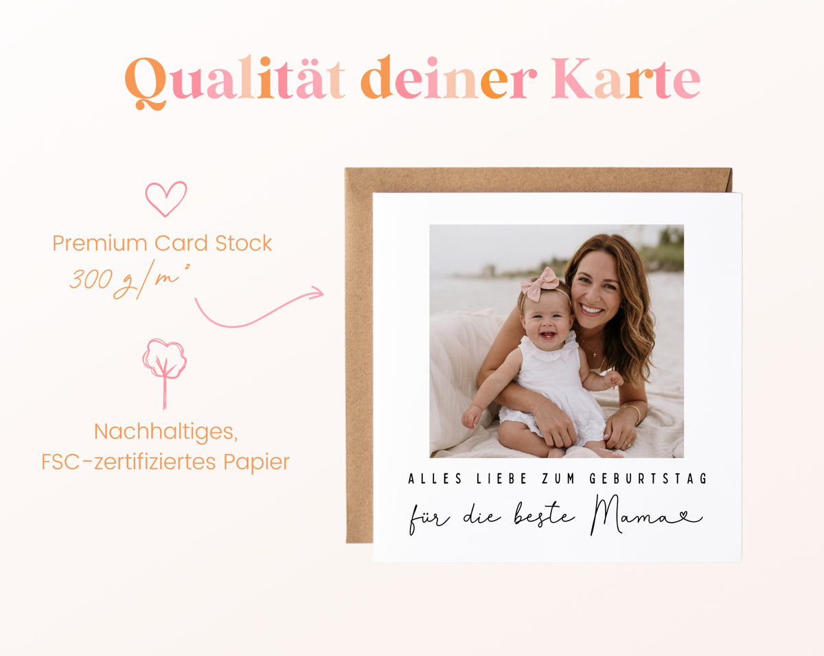 Fotokarte zum Geburtstag – Für die beste Mama – Herzensmoment – 05B qualitaet 300