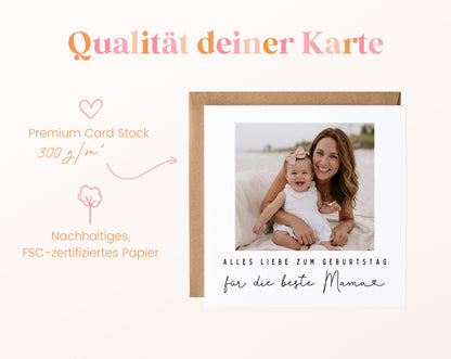 Fotokarte zum Geburtstag – Für die beste Mama – Herzensmoment – 05B qualitaet 300