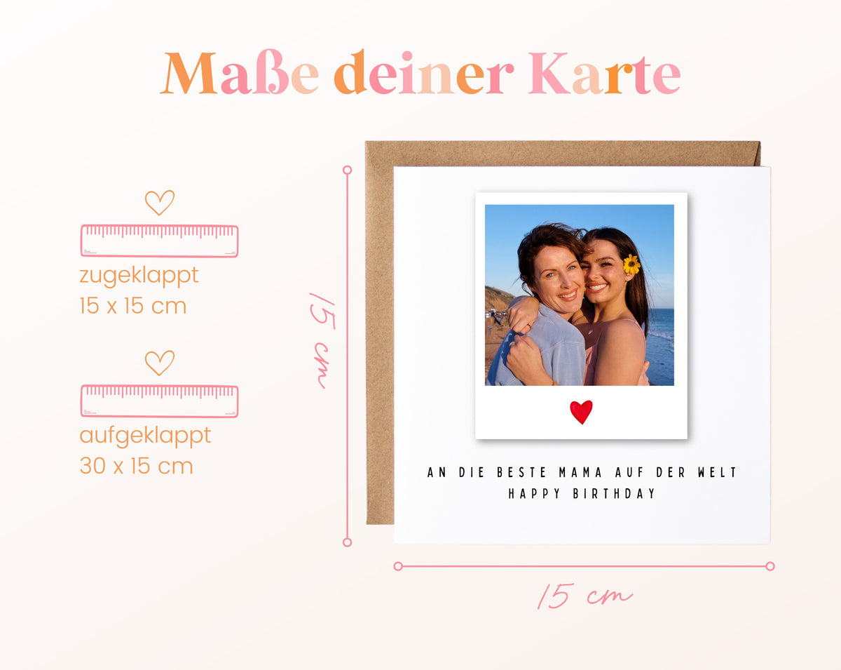 Fotokarte zum Geburtstag – Polaroid – An die beste Mama – 04 masse