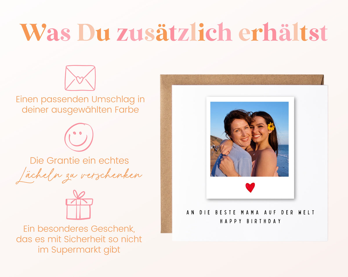 Fotokarte zum Geburtstag – Polaroid – An die beste Mama – 06 zusaetzlich
