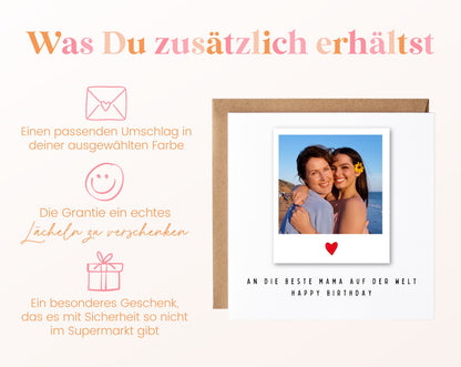 Fotokarte zum Geburtstag – Polaroid – An die beste Mama – 06 zusaetzlich