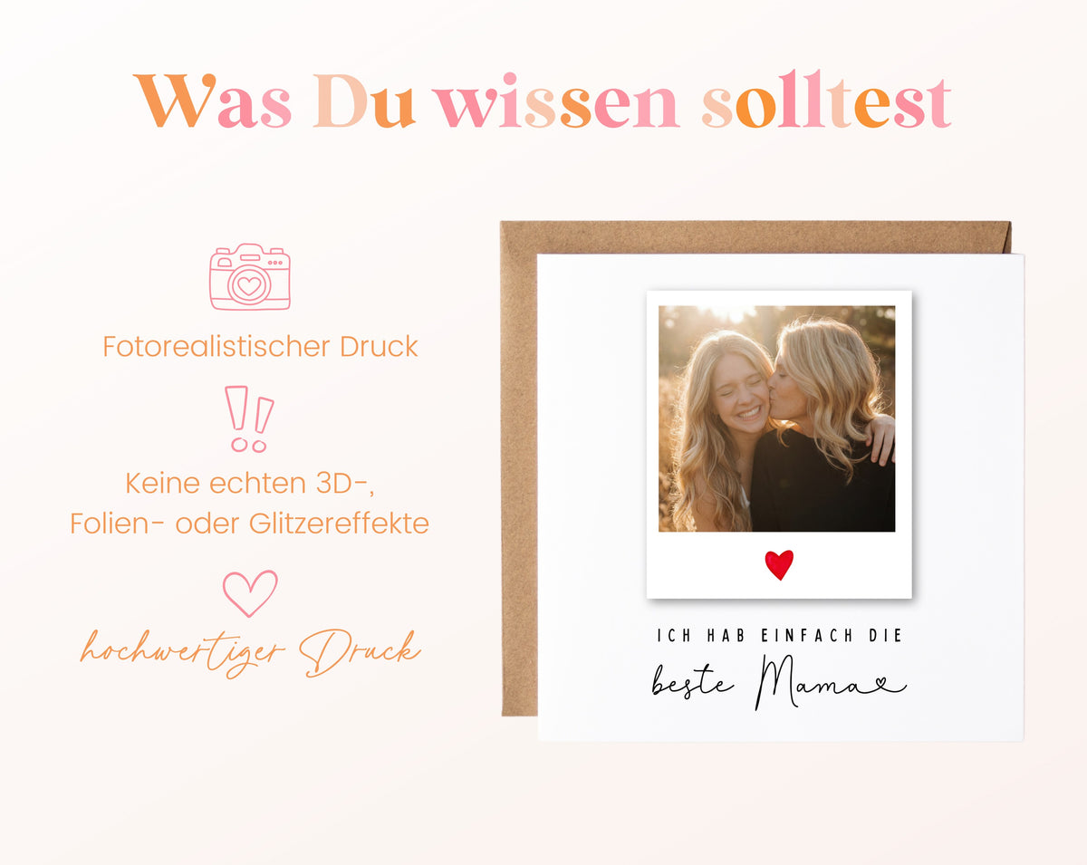 Fotokarte zum Geburtstag – Polaroid – Ich hab einfach die beste Mama – 03 wissen