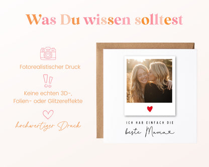 Fotokarte zum Geburtstag – Polaroid – Ich hab einfach die beste Mama – 03 wissen