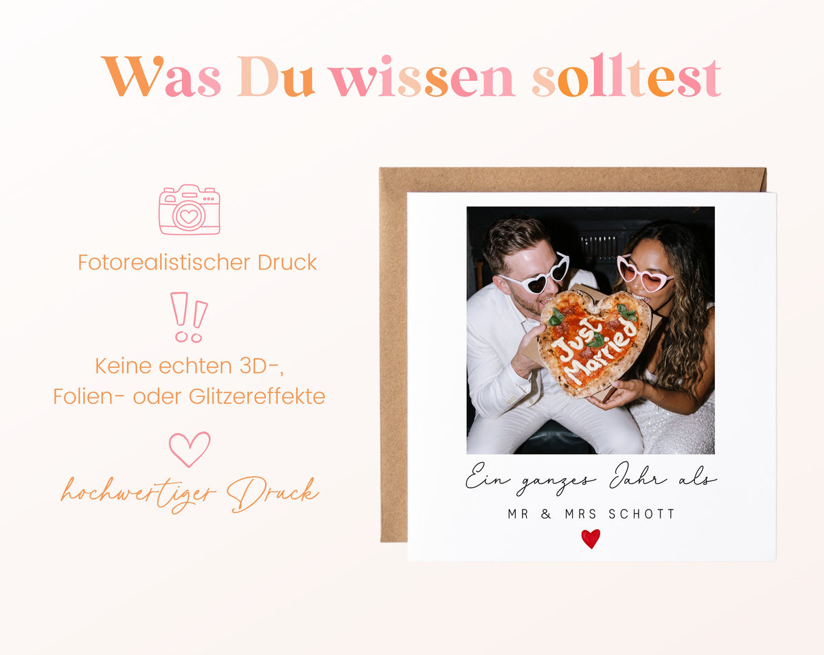 Fotokarte zum ersten Hochzeitstag – Wissenswertes zur Karte