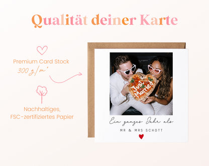 Fotokarte zum ersten Hochzeitstag – 300 g/m² Kartenpapier