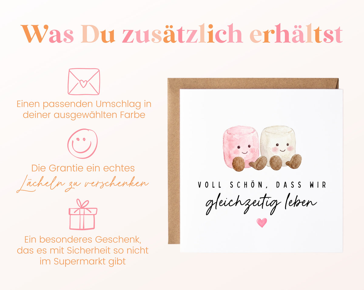 Grußkarte – Wie schön, dass wir gleichzeitig leben – Zusätzliche Informationen