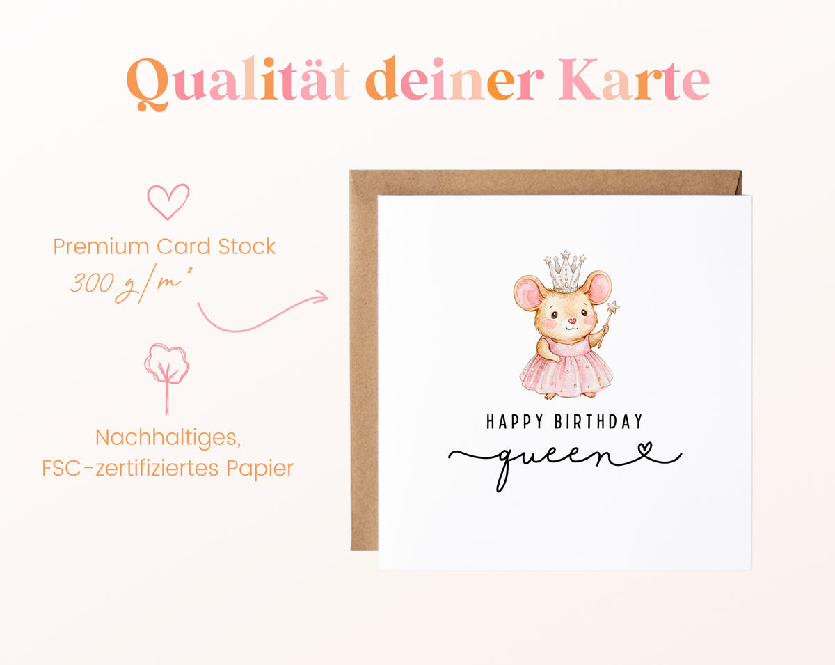 Geburtstagskarte – Happy Birthday Queen – Papierqualität