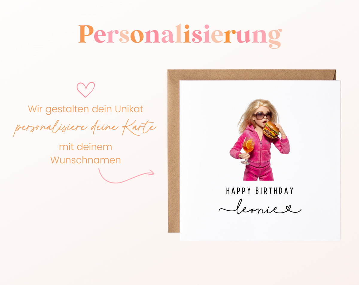 Personalisierte Geburtstagskarte – Burger & Aperol – Personalisierung