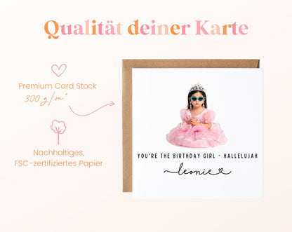 Personalisierte Geburtstagskarte – Birthday Girl Hallelujah – Papierqualität