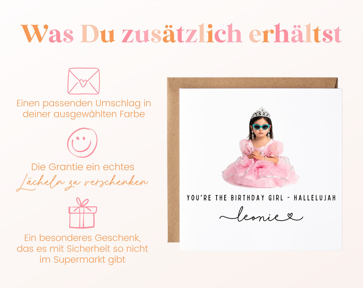 Personalisierte Geburtstagskarte – Birthday Girl Hallelujah – Zusätzliche Informationen