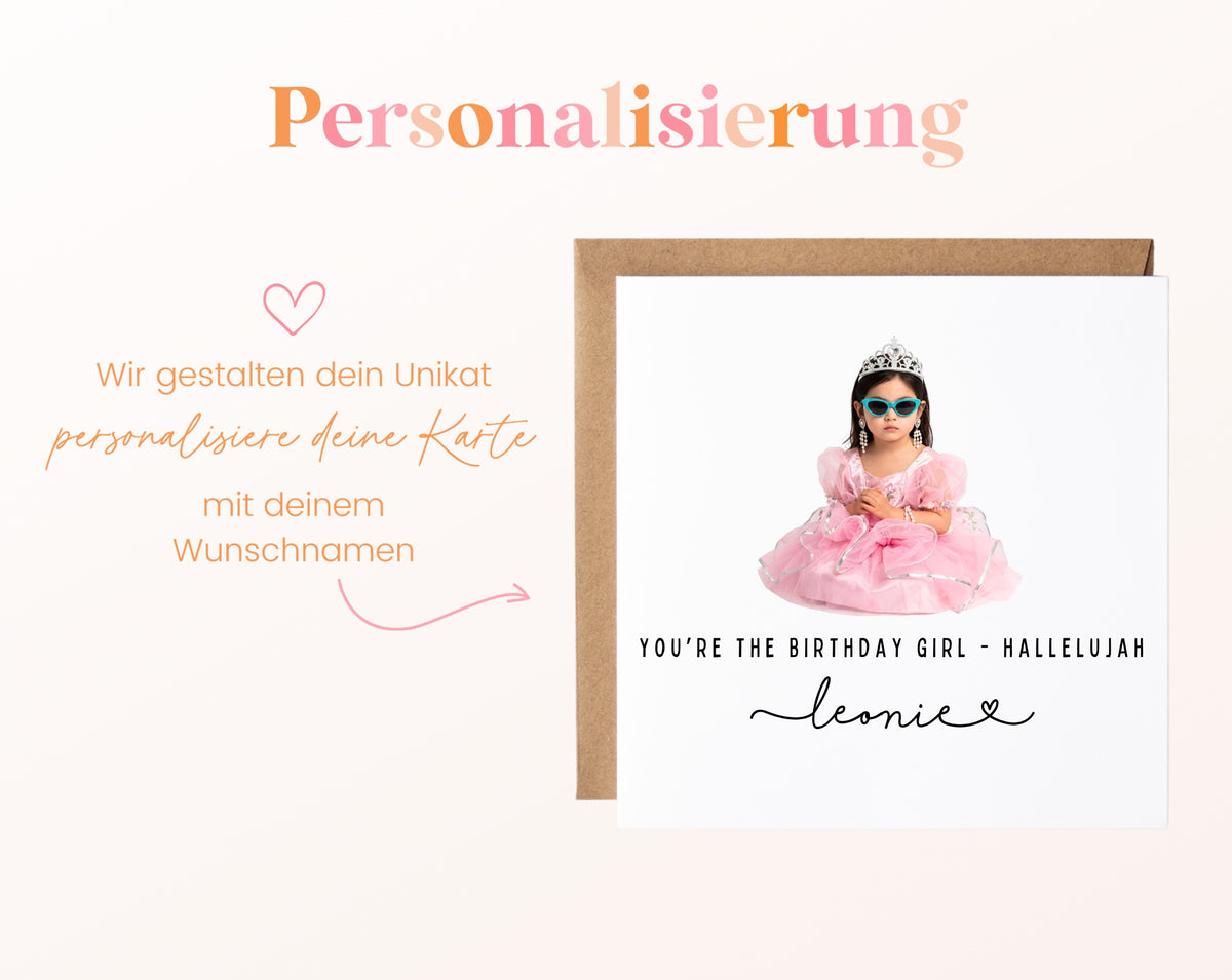 Personalisierte Geburtstagskarte – Birthday Girl Hallelujah – Personalisierung