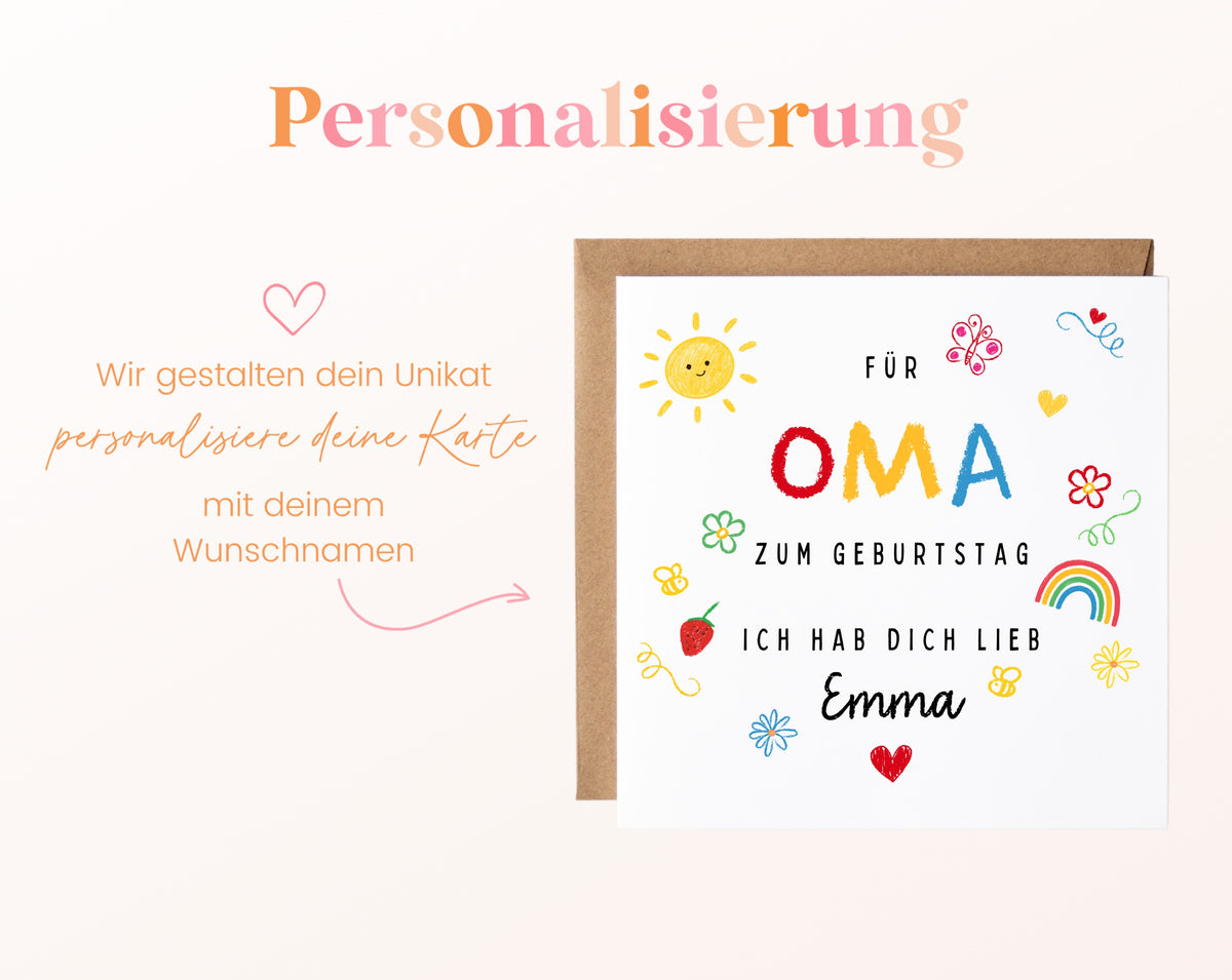 Personalisierte Geburtstagskarte für Oma – Ich hab dich lieb – Personalisierung