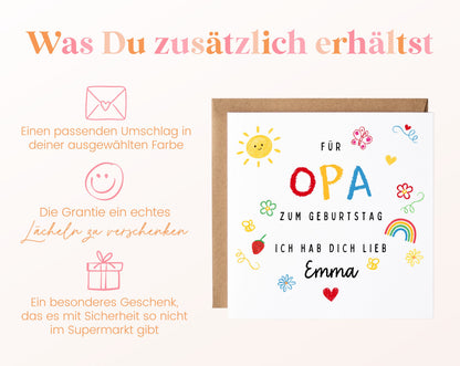 Personalisierte Geburtstagskarte für Opa – Ich hab dich lieb – Zusätzliche Informationen