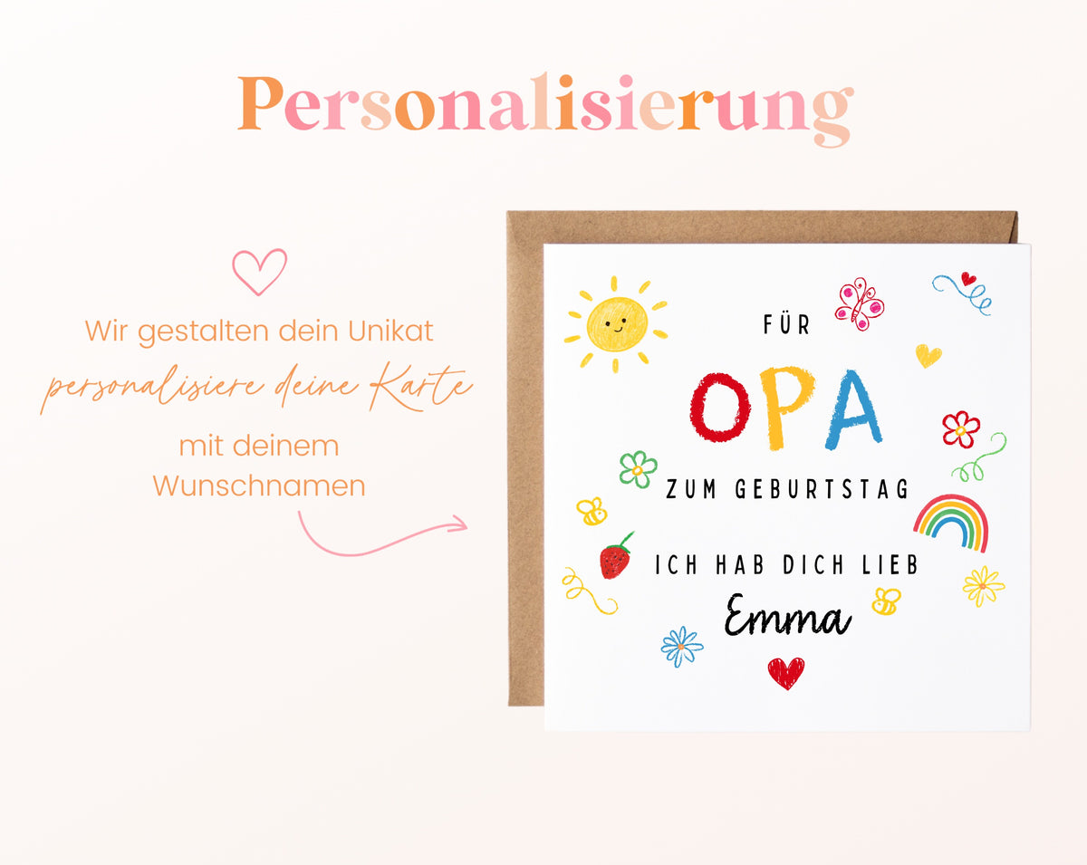 Personalisierte Geburtstagskarte für Opa – Ich hab dich lieb – Personalisierung