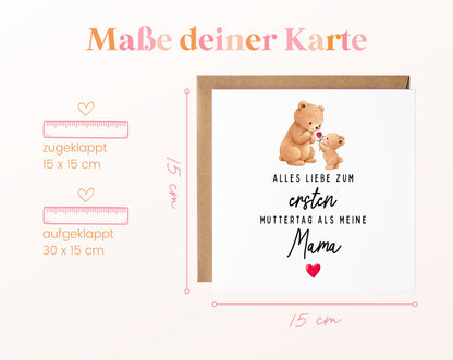 Personalisierte Muttertagskarte – Bären zum ersten Muttertag – Maße