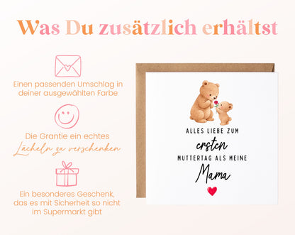 Personalisierte Muttertagskarte – Bären zum ersten Muttertag – Zusätzliche Informationen