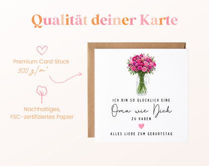 Geburtstagskarte mit Blumen – Oma wie Dich – Papierqualität