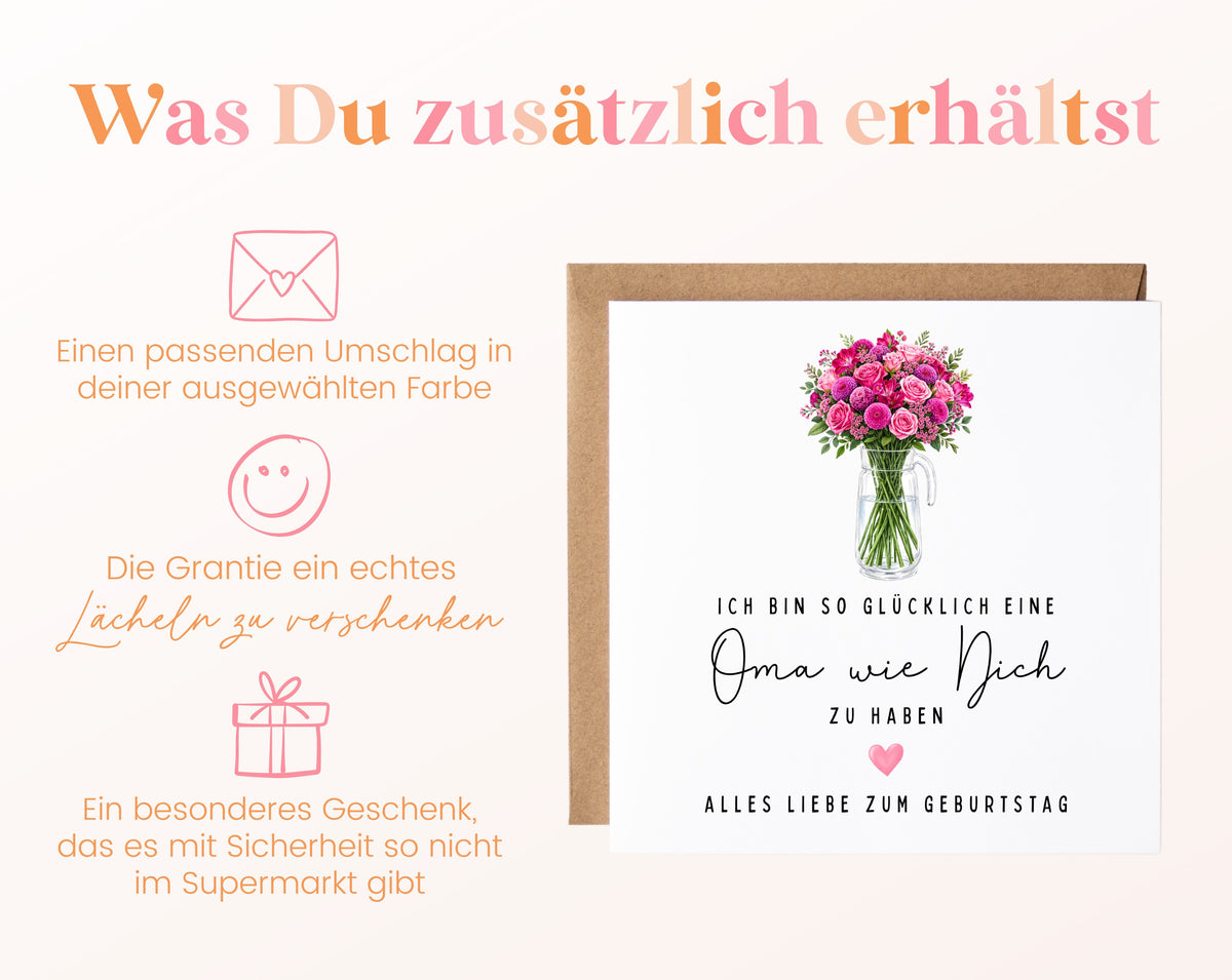Geburtstagskarte mit Blumen – Oma wie Dich – Zusätzliche Informationen