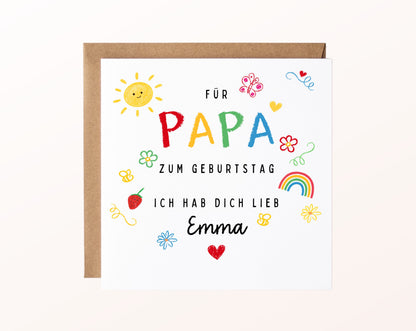 Personalisierte Geburtstagskarte für Papa – Ich hab dich lieb – Kartenmotiv mit Umschlag