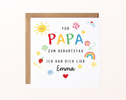 Personalisierte Geburtstagskarte für Papa – Ich hab dich lieb – Kartenmotiv mit Umschlag