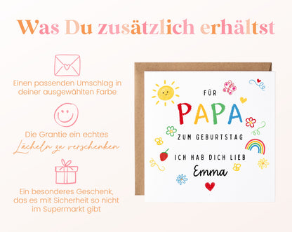 Personalisierte Geburtstagskarte für Papa – Ich hab dich lieb – Zusätzliche Informationen