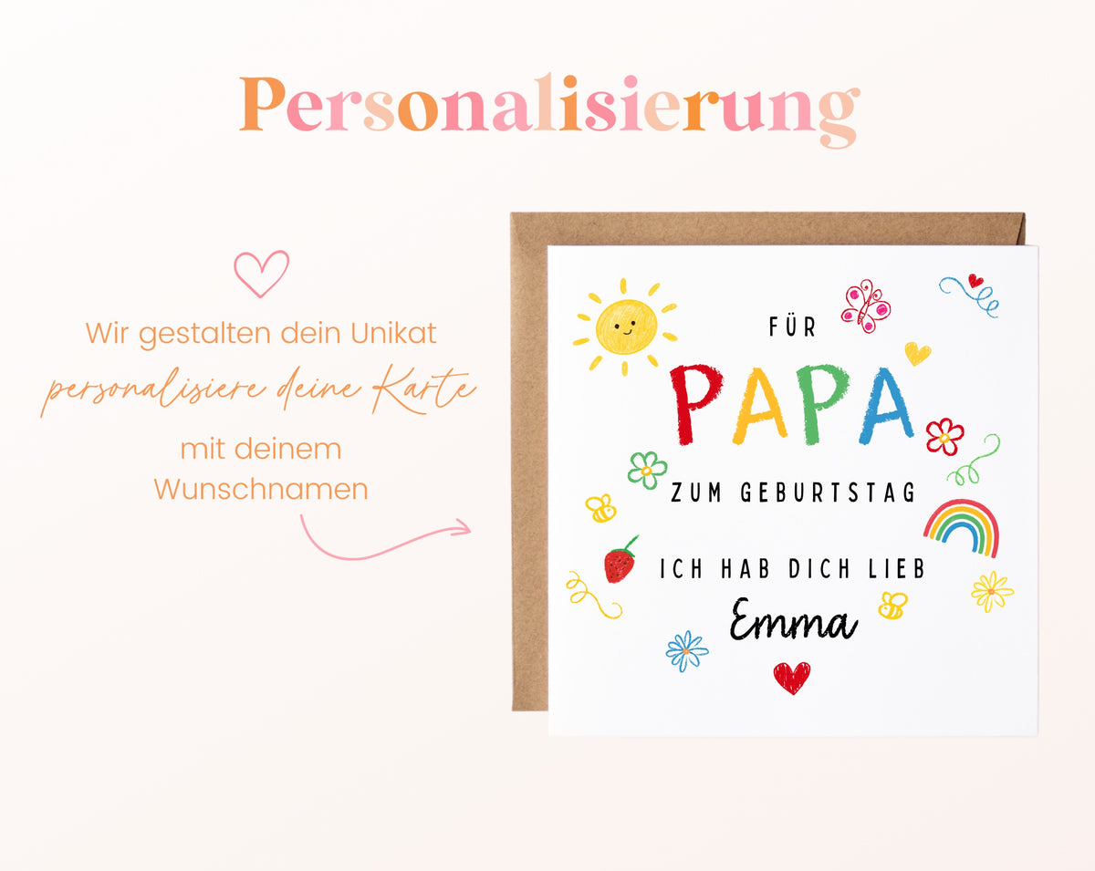 Personalisierte Geburtstagskarte für Papa – Ich hab dich lieb – Personalisierung