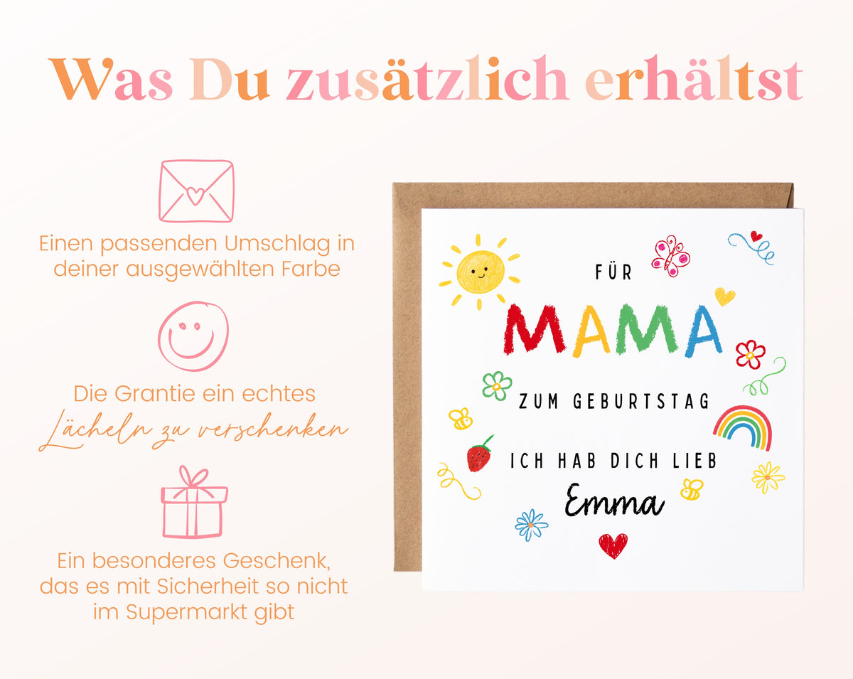 Personalisierte Geburtstagskarte für Mama – Ich hab dich lieb – Zusätzliche Informationen