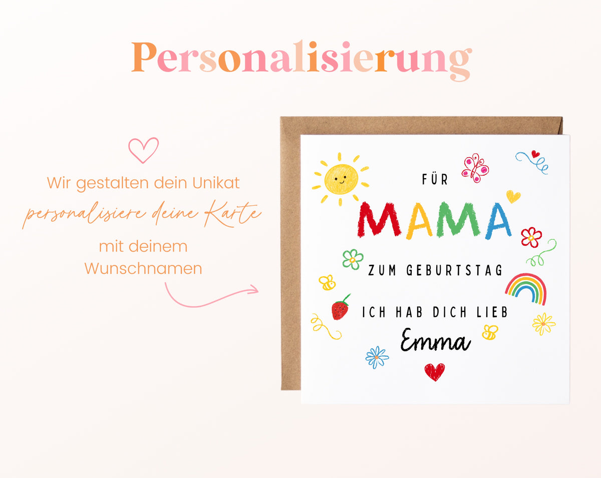 Personalisierte Geburtstagskarte für Mama – Ich hab dich lieb – Personalisierung