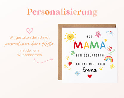 Personalisierte Geburtstagskarte für Mama – Ich hab dich lieb – Personalisierung