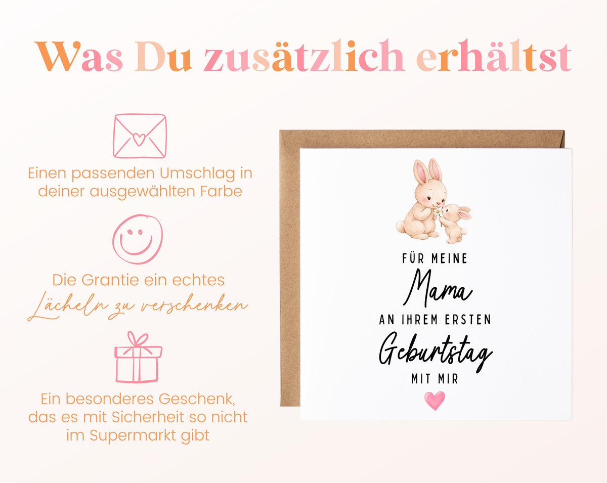 Personalisierte Geburtstagskarte – Mama mit Hasen – Zusätzliche Informationen
