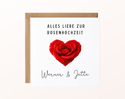 Rosenherz-Karte zur Rosenhochzeit – Produktansicht