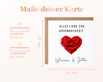 Rosenherz-Karte zur Rosenhochzeit – Maße