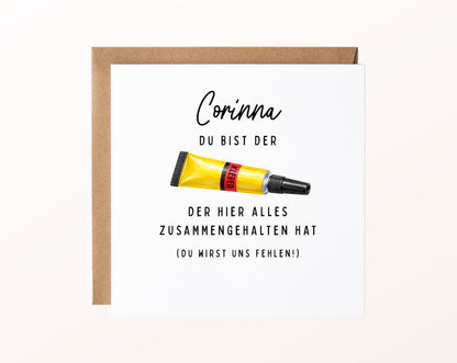 Personalisierte Abschiedskarte – Du bist der Kleber – Kartenmotiv
