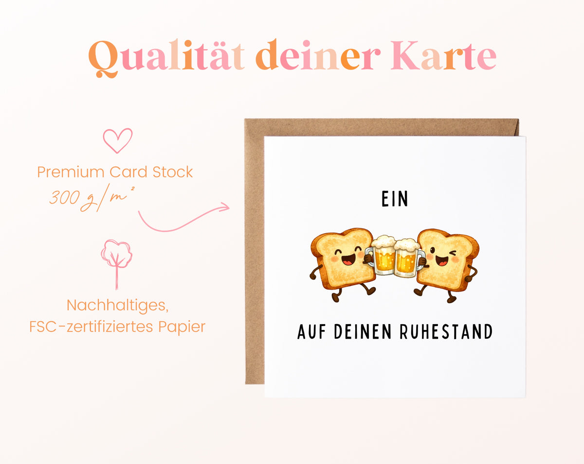 Ruhestandskarte Ein Toast auf deinen Ruhestand – Bier – Papierqualität