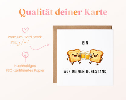 Ruhestandskarte Ein Toast auf deinen Ruhestand – Bier – Papierqualität