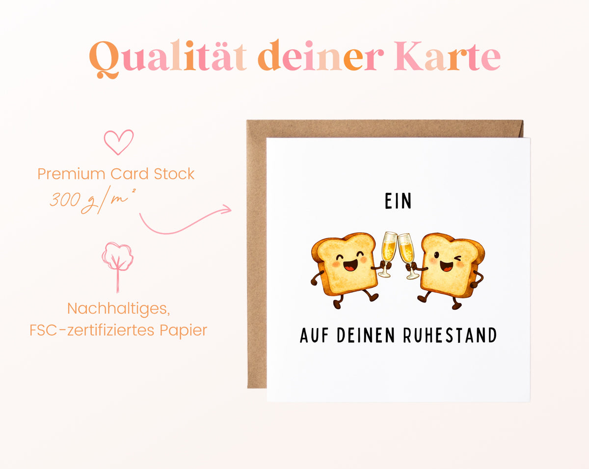 Ruhestandskarte Ein Toast auf deinen Ruhestand – Sekt – Papierqualität