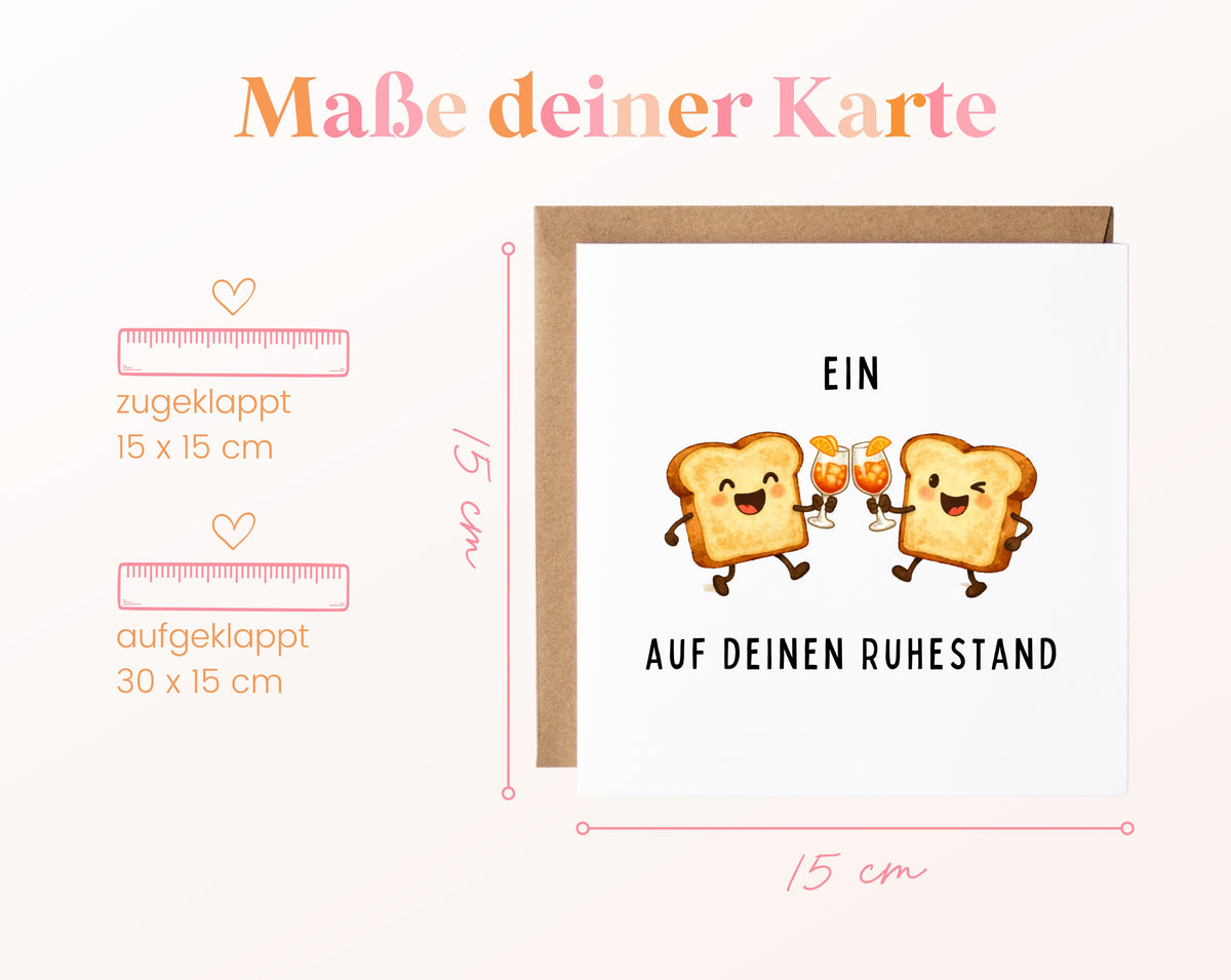 Ruhestandskarte Ein Toast auf deinen Ruhestand – Cocktails – Maße der Klappkarte