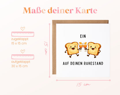 Ruhestandskarte Ein Toast auf deinen Ruhestand – Cocktails – Maße der Klappkarte