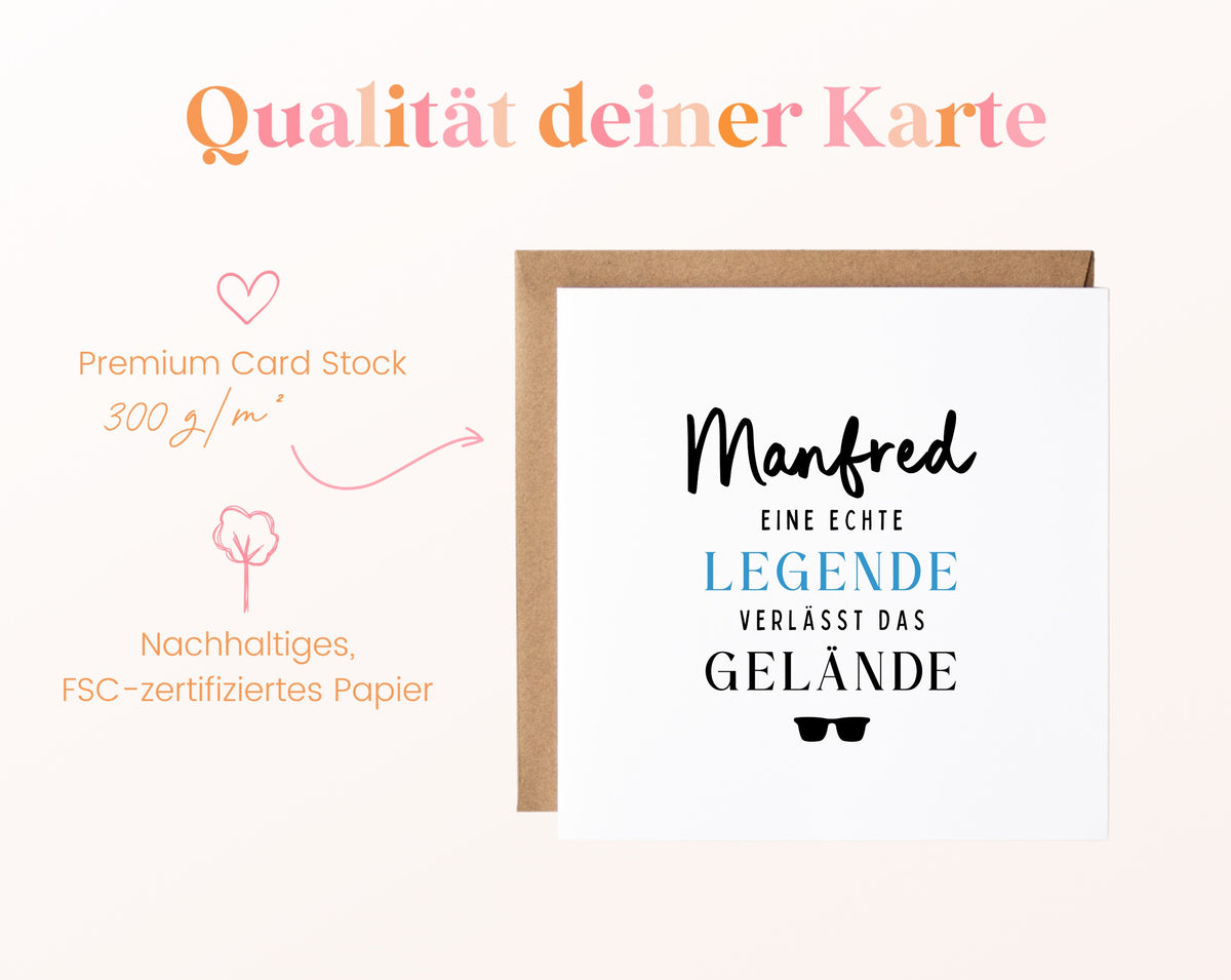 Personalisierte Ruhestandskarte – Eine echte Legende – Papierqualität