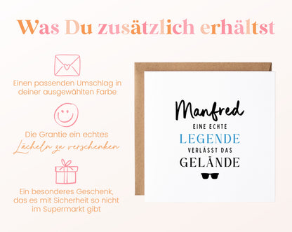 Personalisierte Ruhestandskarte – Eine echte Legende – Weitere Informationen