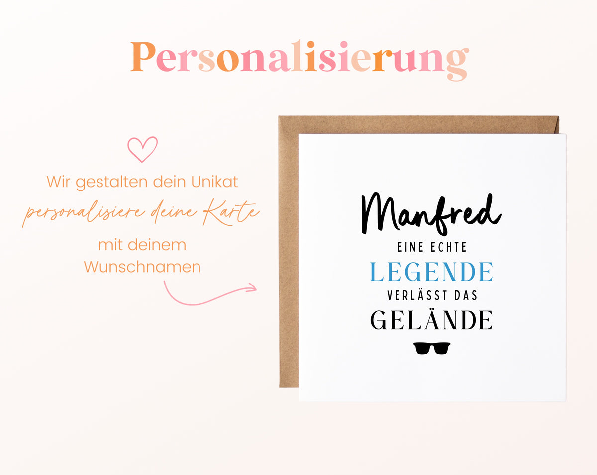 Personalisierte Ruhestandskarte – Eine echte Legende – Personalisierung mit Wunschname