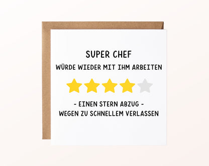 Abschiedskarte Super Chef – Sternebewertung – Kartenmotiv