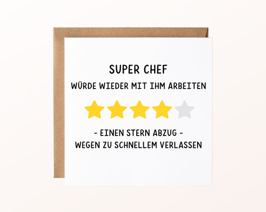 Abschiedskarte Super Chef – Sternebewertung – Kartenmotiv