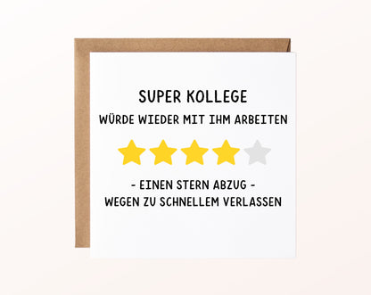 Abschiedskarte Super Kollege – Sternebewertung – Kartenmotiv